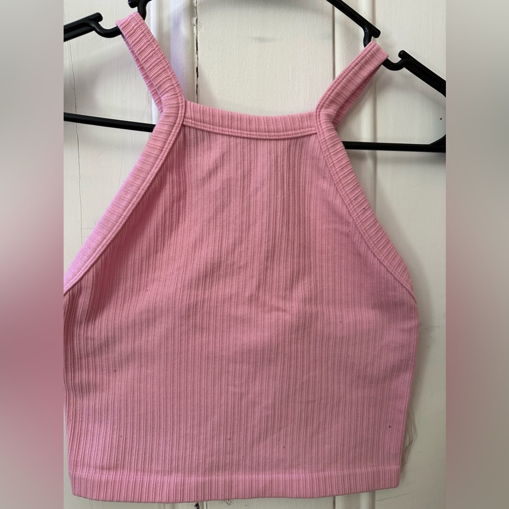 Charlotte russe size small pink crop cross strap top